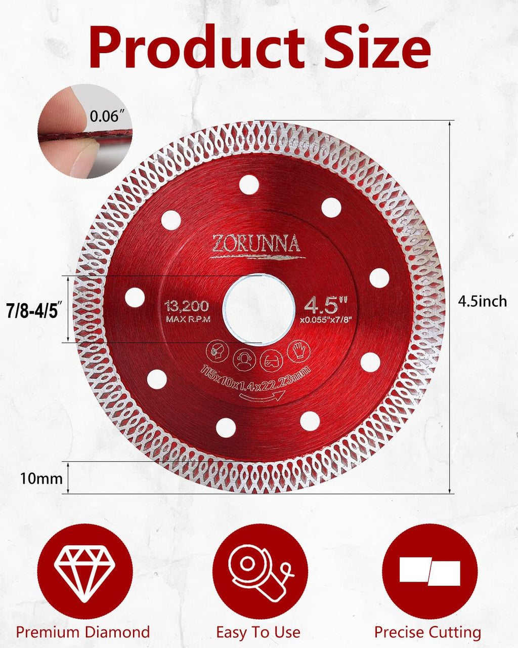 5Pcs Diamond Saw Blades, 4-1/2" Tile Grinder Cutting Blade for Angle Grinder Tile, Super Thin Indestructible Disc for Grinder for Cutting Porcelain Ceramic Granite Marble.