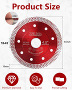 5Pcs Diamond Saw Blades, 4-1/2" Tile Grinder Cutting Blade for Angle Grinder Tile, Super Thin Indestructible Disc for Grinder for Cutting Porcelain Ceramic Granite Marble.