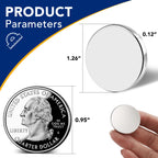 DIYMAG 50 Pack Strong Magnets with Double Sided Adhesive, 1.26" x 0.12" Round Permanent Powerful Neodymium Disc Rare Earth Magnet for Fridge Classroom DIY Building Scientific Craft and Office