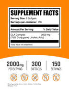 BulkSupplements.com Conjugated Linoleic Acid Softgels - CLA Supplements, CLA 2000mg, CLA Safflower Capsules, CLA Pills - 2 CLA Softgels per Serving, 150-Day Supply, 300 Softgels