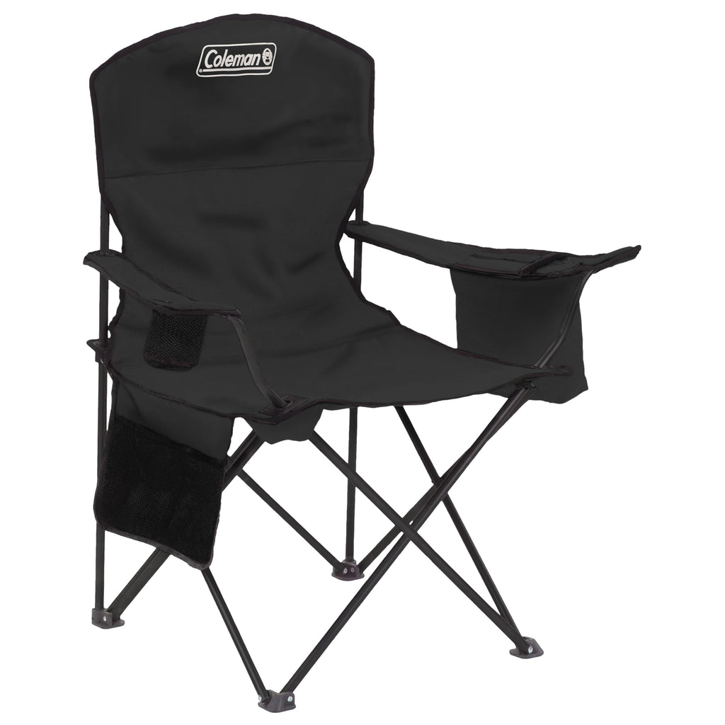 Coleman Portable Camping Chair with 4-Can Cooler, Cushioned Seat & Back with Side Pockets & Cup Holder, Carry Bag Included, Great for Camping, Tailgating, Firepits, Patio, & More