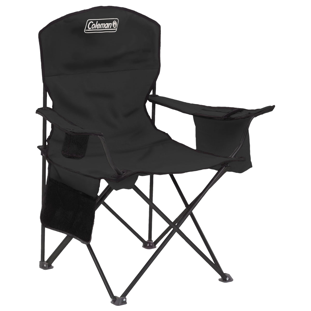 Coleman Portable Camping Chair with 4-Can Cooler, Cushioned Seat & Back with Side Pockets & Cup Holder, Carry Bag Included, Great for Camping, Tailgating, Firepits, Patio, & More