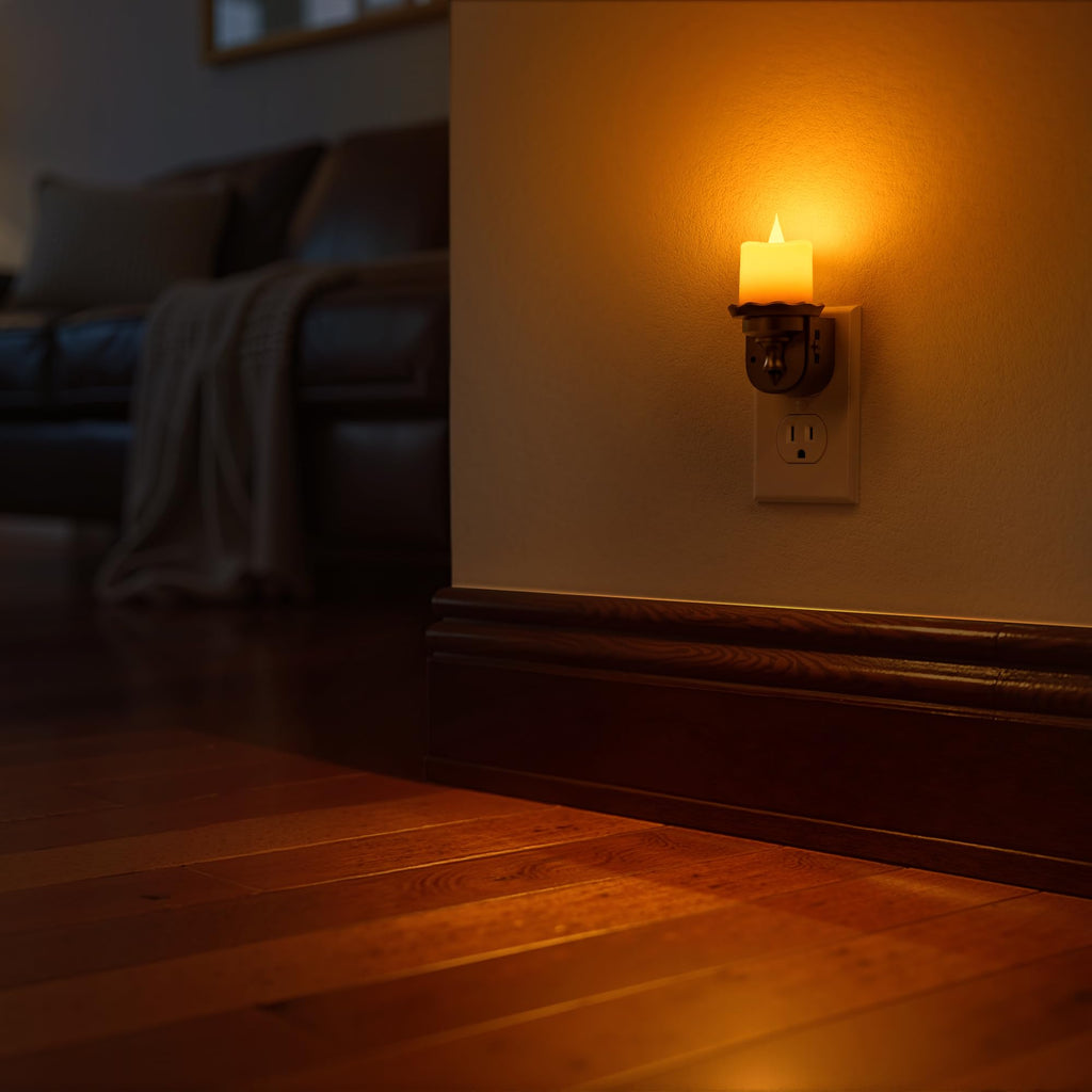 Briignite Candle Night Light, Amber Night Lights Plug into Wall 2 Pack, LED Flicker Candle Night Light with Light Sensor, 0-100LM Dimmable Nightlight for Kids Hallway Bathroom
