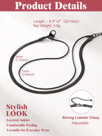 FOCALOOK Ankle Bracelets for Women, Black Layered Snake Chain Anklets