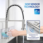 LUFEIDRA Touchless Kitchen Faucet with Pull Down Sprayer-Brushed Nickel Kitchen Faucet with Side Motion Sensor, Smart Hands-Free Spring Kitchen Sink Faucet for Modern Rv Outdoor Laundry Bar Sink