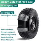Kavedodu 12'' Flat Free Tires Rubber Replacement Solid Tire and Wheel Assemblies for Hand Trucks Garden Cart Wheelbarrow - 3.5”Wide Polyurethane Tires 2.1 Hub with 5/8 Inch Axle Borehole (410/350-6)