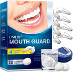 Mouth Guard for Grinding Teeth at Night: Moldable Sleeping Mouthguards for Grinding & Clenching - Custom Fit Nighttime Guards for Adults with 12 Cleaning Tablets