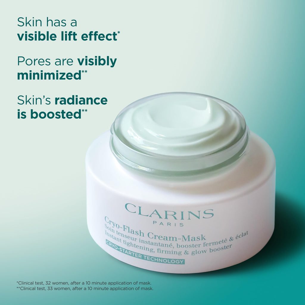 CLARINS Cryo-Flash Face Mask | Visible Lift Effect in 10 Minutes* | Visibly Minimizes Pores | Boosts Radiance | Pro Like Results | All Skin Types | 2.5 Fluid Ounces