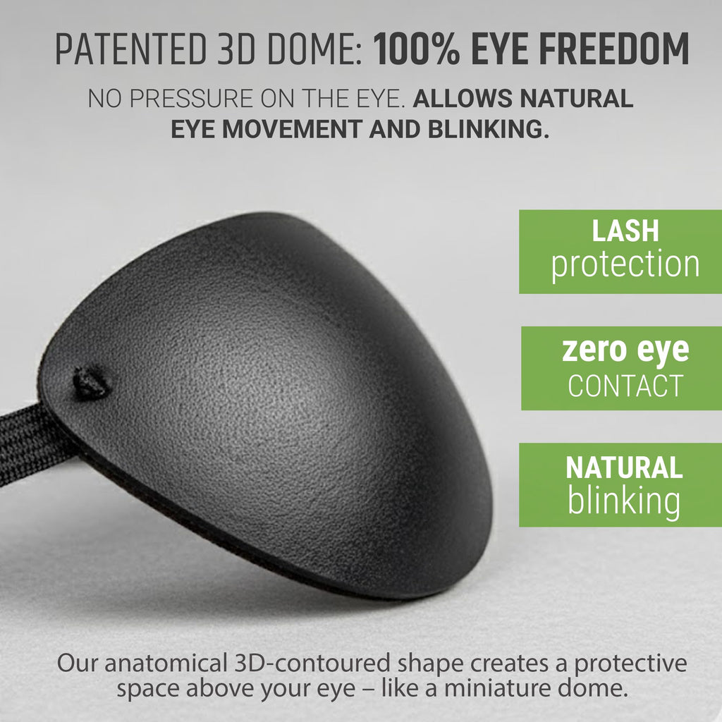 Premium Handmade Leather Eye Patch with Soft Foam Padding, Adult Slim Eye Patch for Men and Women for Lazy Eye Therapy, Cosplay, and Pirate Costume (Black)