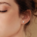 Huggie Hoop Earring 925 Sterling Silver Synthetic White Opal Earrings for Women Open Hoop & Half Hoop Earrings Tiny Hug Hoops