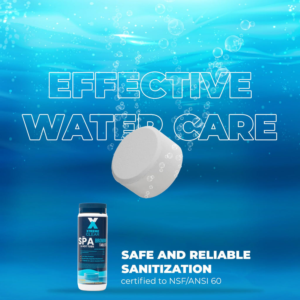 Xtremeclear Bromine Tablets for Spa & Hot Tub – 1.5 lbs Bottle, 1-Inch Tablets, NSF/ANSI 60 Certified, Low-Odor Long-Lasting Sanitizer for Clean Water (Pack of 1)