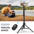 Liphisy 64” Tripod for Cell Phone & Camera with Remote and Phone Holder