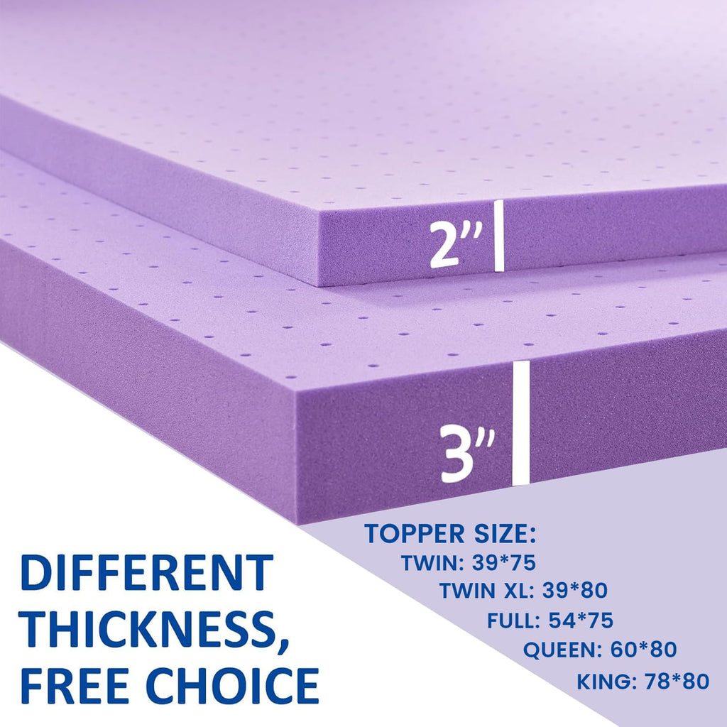 SINWEEK 2 Inch Gel Memory Foam Mattress Topper, Twin Size