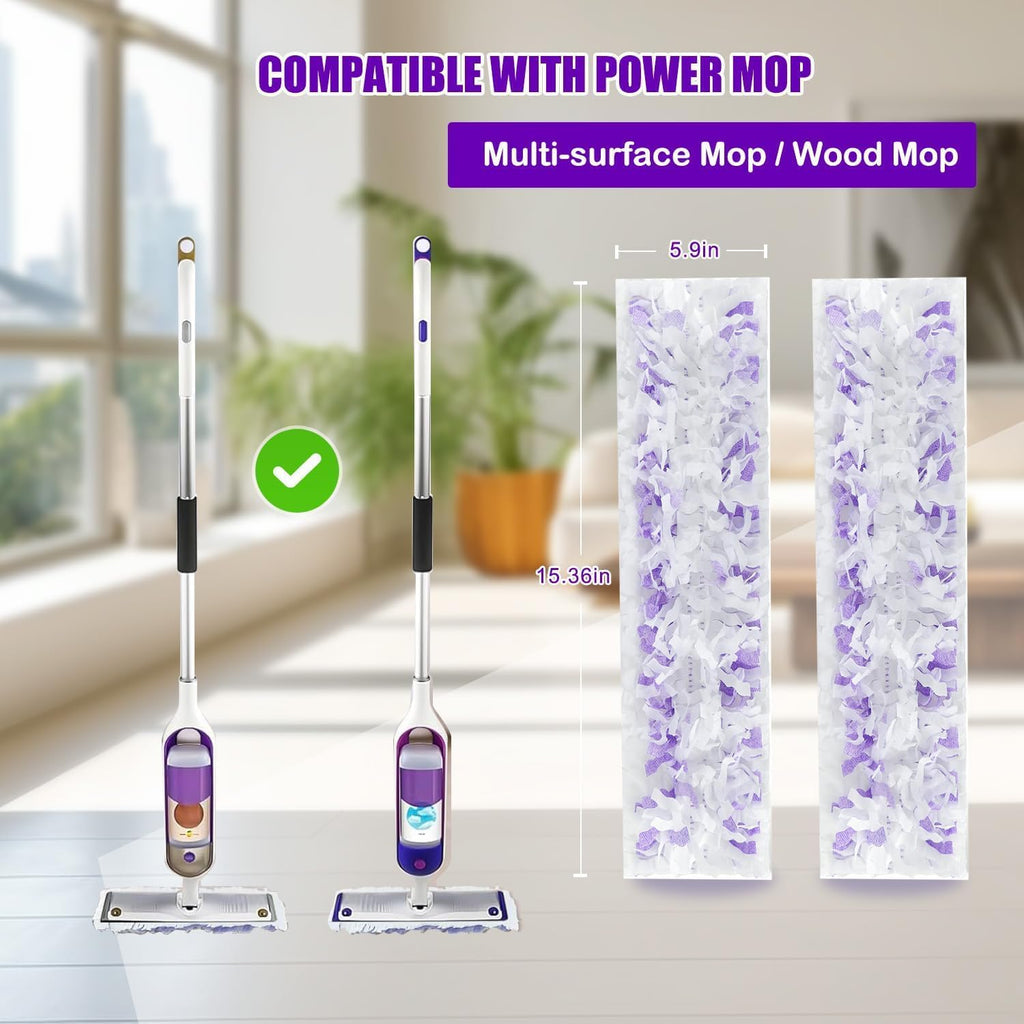 60 Pack Disposable Power Mop Pad Refills , Compatible with Swiffer Power Mop Refills, Thickened Multi-Surface Replacements for Swiffer Wet Pads Refill on All Finished Floors.