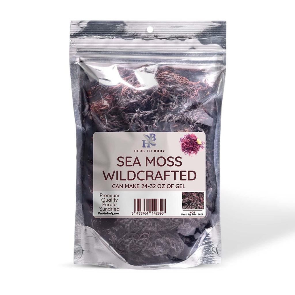Herb To Body Purple Sea Moss – 4oz, Purple Sea Moss, Gold, 100% Wildcrafted from Saint Lucia Raw and Dried, Vegan Superfood with 90+ Minerals, Non-GMO
