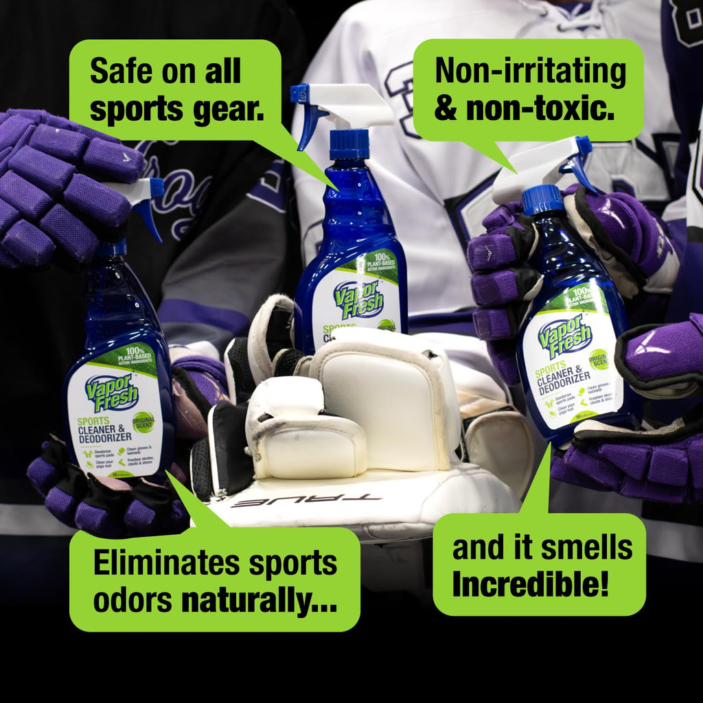 Vapor Fresh Sports Cleaner and Deodorizer - For Boxing Gloves, Sports Pads, Helmets, Gym Bags, Gym Equipment and More - Naturally Powered By Plants, 16 Fl Oz (3-Pack)