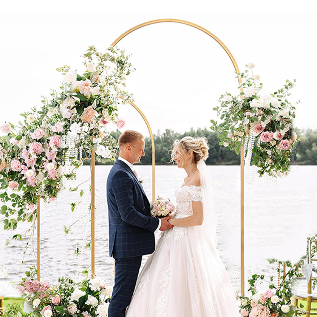 Toolterritary Metal Arch Backdrop Stand and Cover Set of 2, Sturdy 7.2FT, 6FT Party Backdrop Set, Wedding Arch Frame and Cover Set for Birthday, Baby Shower,Christmas, Anniversary