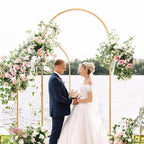 Toolterritary Metal Arch Backdrop Stand and Cover Set of 2, Sturdy 7.2FT, 6FT Party Backdrop Set, Wedding Arch Frame and Cover Set for Birthday, Baby Shower,Christmas, Anniversary