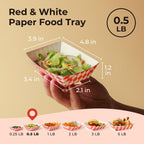 Fit Meal Prep [250 Pack 0.5 lb Paper Food Boats Heavy Duty Disposable Food Trays, Red Check Nacho Tray for Parties Fairs Picnics Carnivals, Holds Ketchup Cheese Sauce Pickles
