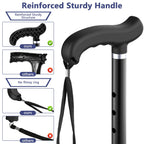 Folding Walking Stick For Women & Men, Walking Cane with 4 Feet, Pivot Tip, Self Standing,Heavy Duty,Adjustable Foldable Walking Stick, Collapsible Walking Sticks For Men & Ladies