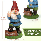 Panven Gnomes Garden Decor, 13.5" Tall Solar Large Inappropriate Funny Gifts Gnome Outdoor Statues for Yard, Patio, Lawn, Outside Naughty Gnome Garden Decorations Gift for Men Women