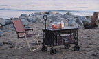 Whitsunday Folding Collapsible Utility Wagon, 400Lbs Heavy Duty Outdoor Park Beach Wagon with Table and Side Pocket for Garden Camping Sports Shopping Grey