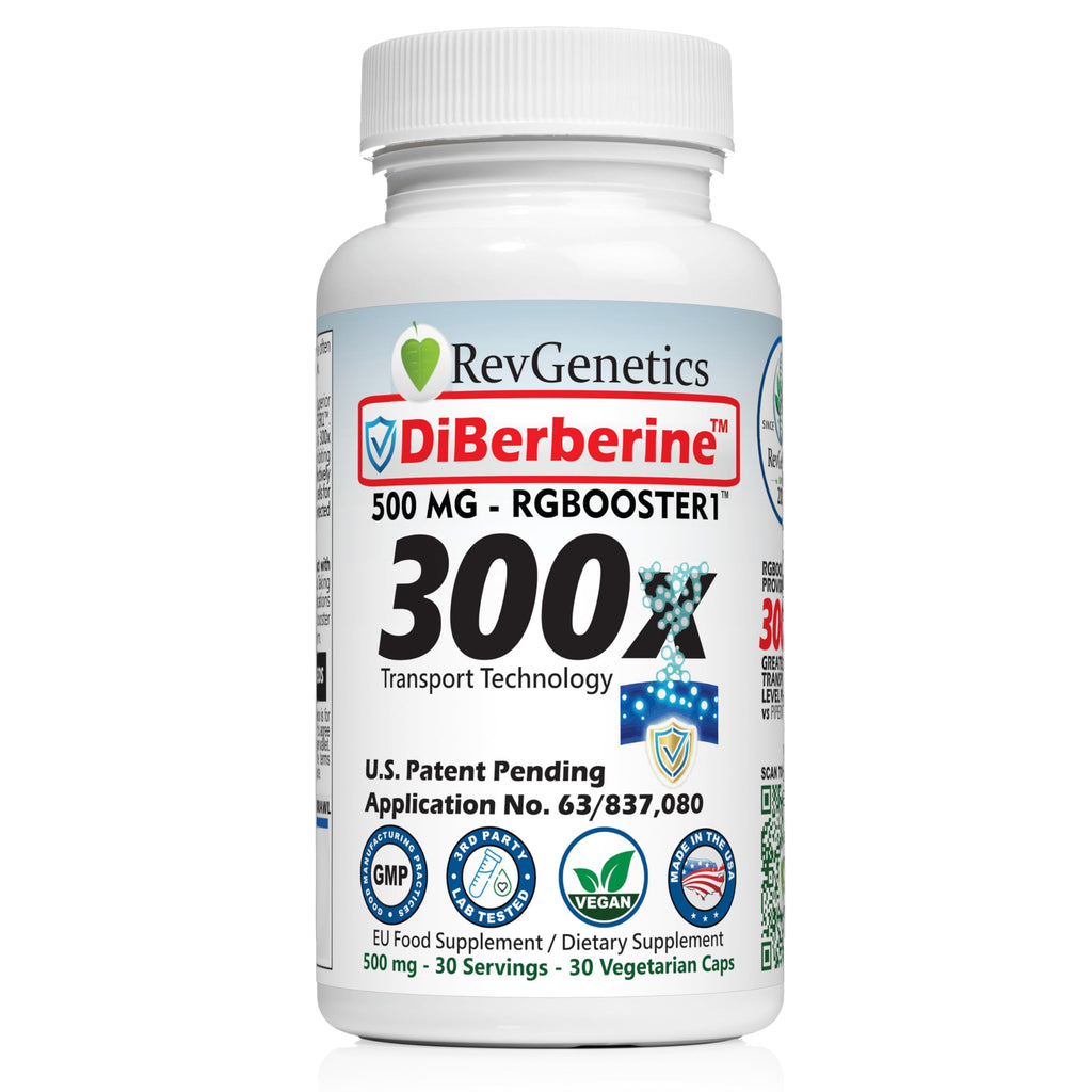 REVGENETICS Berberine Supplement 500mg, Dihydroberberine DHB Enteric Coated Capsules, Healthy Metabolism & AMPK Support, 6.7X Absorption, 1 Daily, Made in USA, 30 Ct, DiBerberine 300x
