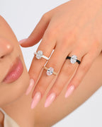 Rinfit Thin Silicone Ring for Her, Oval Cut CZ Stone - Wht/Sil, Size 6