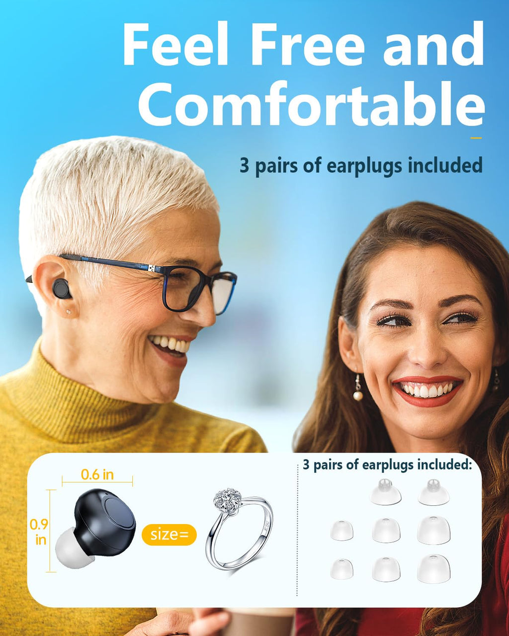Hearing Aids Reachrgeable-Hearing Aids For Senior,Digital Hearing Amplifier Sound Amplifier for Ears Hearing Aid Earbuds Devices for Adult, Black