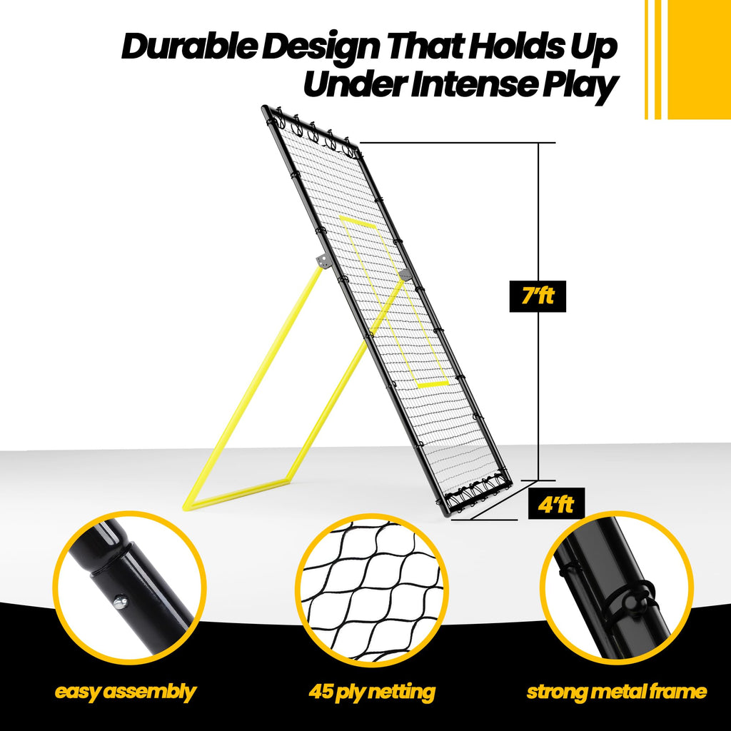 Apex Sports Adjustable Volleyball Rebounder Net 7x4 ft ��� Bounce Back Training Equipment with Angle Customization for Practicing Volleying, Bumping, Spiking ��� Durable & Portable with Travel Bag