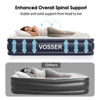 VOSSER Twin Air Mattress with Built in Pump Raised,18''Inflatable Mattress of Upgraded Vertical Beams,Self Inflatable Blow Up Mattress in 3 Mins,Flocked Top Airbed with Carry Bag for Home,Camping