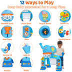 KIZZYEA Toys for 1 2 3 Years Old Boys Girls, Toddler Basketball Hoop & Soccer Goal, Montessori Toy, Interactive Musical Sports Toys with Light, Christmas Birthday Gifts for Baby Kids Age 12-18 Months