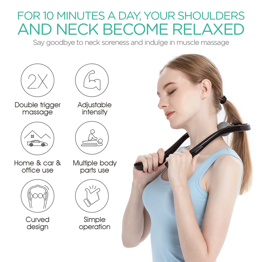 VOYOR Neck Massager Shiatsu Deep Tissue Dual Trigger Point for Pain Relief