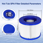 vkolim Hot Tub Replacement Filter Cartridges - Compatible with All RELXTIME, ALEKO, Wejoy, Aquaspa Hot Tub More - Screw-in Spa Filters for Inflatable Hot Tubs & Massage Pools (4 Pack)