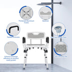 Shower Chair for Elderly and Disabled Inside Shower, Shower Seat for Inside Tub 450 LB Heavy Duty, Shower Chair with Arms and Back,Padded Handicap Bath Chairs for Seniors for Shower Stal