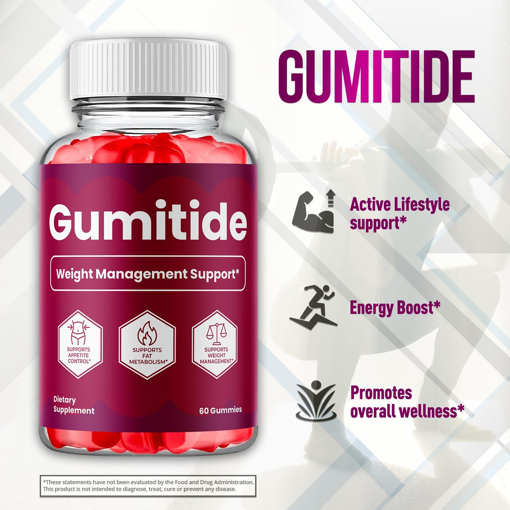 Gumitide Gummies, Gumitide Gummys with Natural Ingredients, Advanced Formula Gummy Supplement with Maximum Strength Health and Wellness Active Lifestyle Multivitamins for Women and Men (60 Gummies)