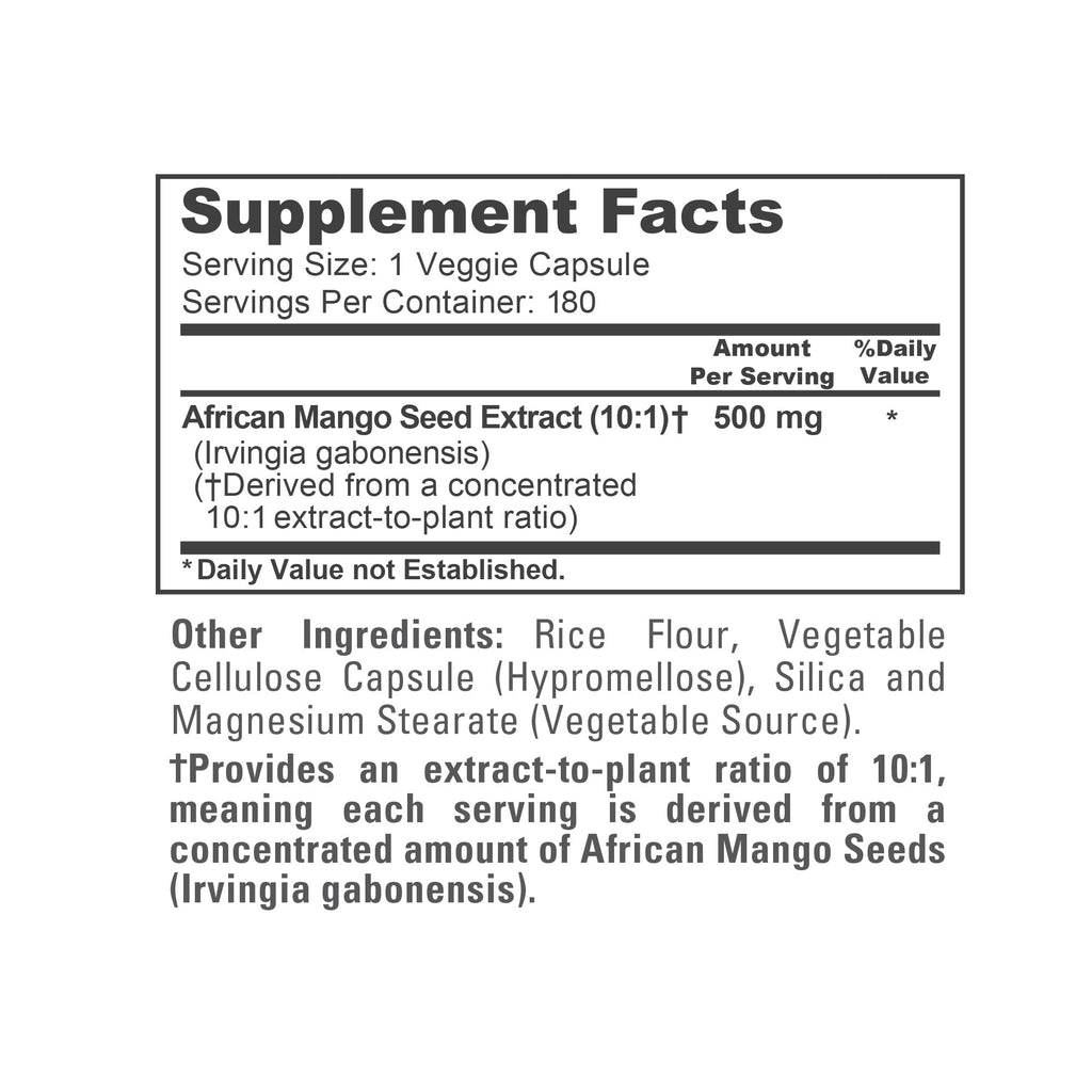 NusaPure African Mango, 500 mg, 180 Veg Capsules (Non-GMO, Vegan)