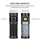 OLIGHT Baton4 Rechargeable EDC Flashlight, Bright Small Flashlight 1300 Lumens with MCC Charging Cable, IPX8 Waterproof, Multiple Modes Pocket Light for Home, Camping, and Emergencies (Fighter Pilot)