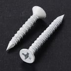 WenSilon(100 PCS) 1/4" x1-1/4 White Concrete Screw Anchor White Flat Head for Anchoring to Masonry, Block or Brick Stucco