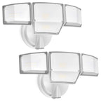 LUTEC 80W Dusk to Dawn Flood Lights Outdoor, 9000LM Super Bright LED Security Light with Photocell, IP65 Waterproof, 5000K Daylight, Hardwired 4 Heads Floodlight for Garage, Yard -2 Pack (White)