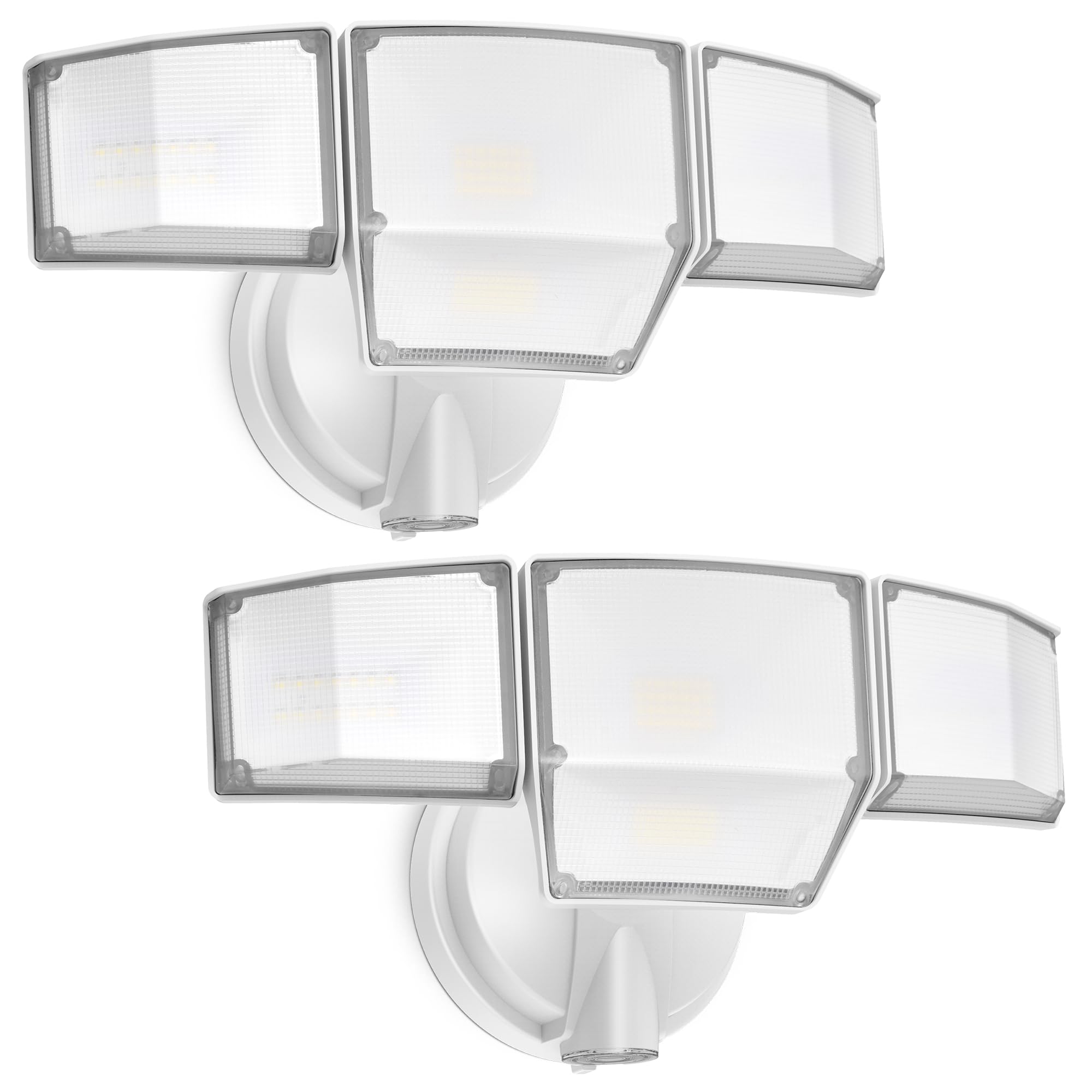 LUTEC 80W Dusk to Dawn Flood Lights Outdoor, 9000LM Super Bright LED Security Light with Photocell, IP65 Waterproof, 5000K Daylight, Hardwired 4 Heads Floodlight for Garage, Yard -2 Pack (White)