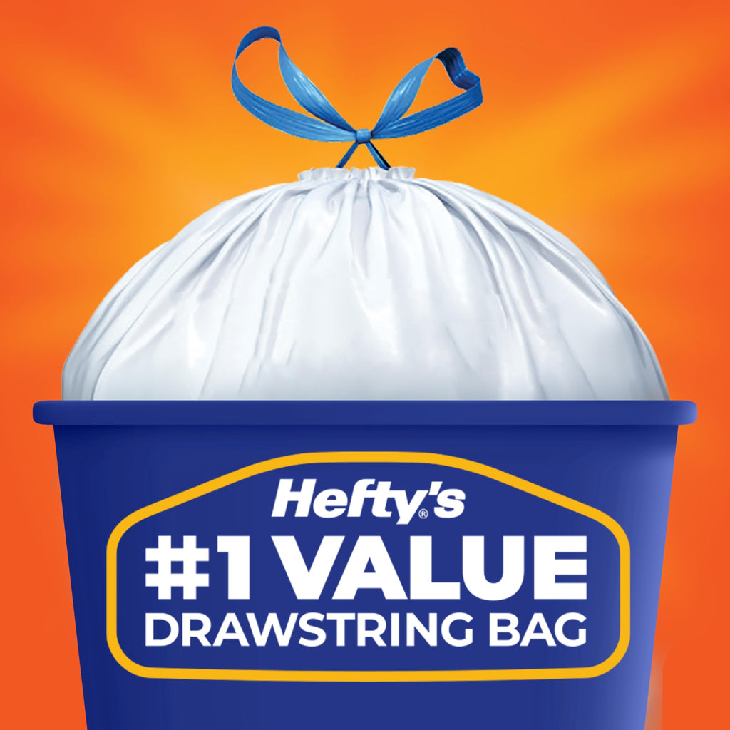 Hefty Strong Tall Kitchen Trash Bags, Unscented, 13 Gallon, 45 Count