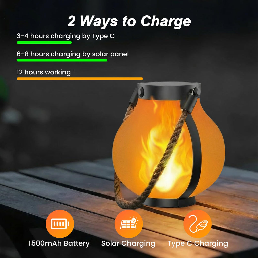 Hompavo Larger Gen2 Solar Lanterns Outdoor, Dual Charging (USB/Solar) & 2-Mode - Waterproof Decorative Hanging/Table Lights for Yard Patio Garden Halloween Christmas Decor, Birthday Gifts for Women, 2