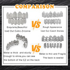 JINAO Grillz Diamond Grills for Your Teeth for Men Women 18K Gold Plated Iced Out Macro Pave Cubic Zirconia Mouth Grill with Extra Molding Bars Included(Silver Set)