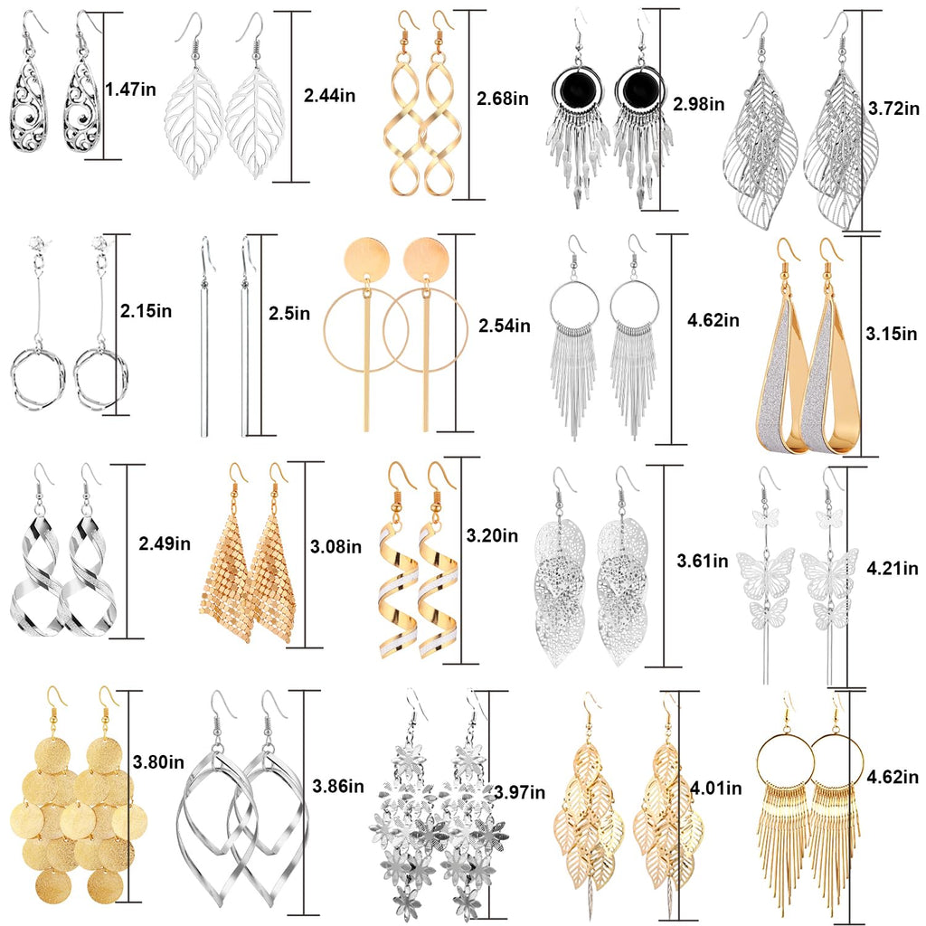 ESRICH 20 Pairs Drop Dangle Earrings, Earrings Set for Women