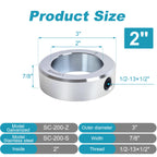 Luyostik 2pcs 2" bore Shaft Collar,2" bore Solid Steel Style zinc Plated Set Screw Shaft Collars,3 OD, 7/8" Width, for Wheel Barrow Axle, Gearbox Assemblies, Machine Tools, Industry