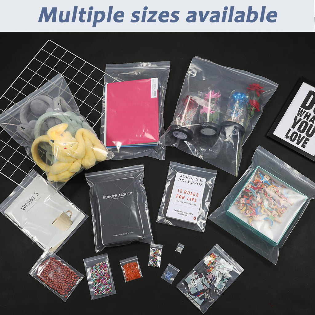 Foopama 20 PCS 12" x 18" Thick 5 Mil Clear Zip Poly Lock Plastic Bags Seal Reclosable Zip Bag Heavy-Duty Clothing T-Shirt Toys Snacks Zipper Bags