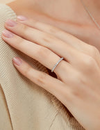 EAMTI 2mm 925 Sterling Silver Wedding Band Cubic Zirconia Half Eternity Stackable Engagement Ring Size 7