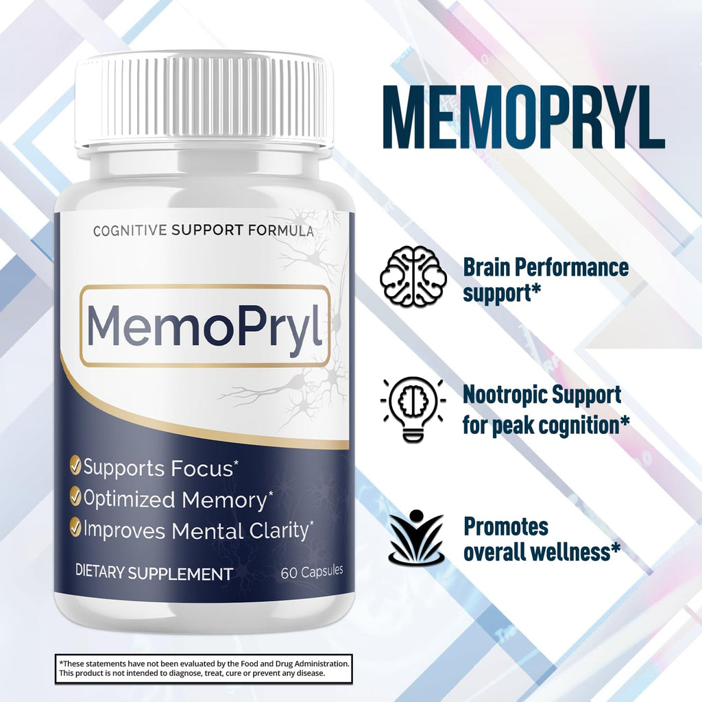 (3 Pack) Memopryl Capsules, Memopryl Brain Pills with Natural Ingredients, Advanced Formula Memo Pryl Maximum Strength Health & Wellness Multivitamin Supplement Pills for Women and Men (180 Capsules)