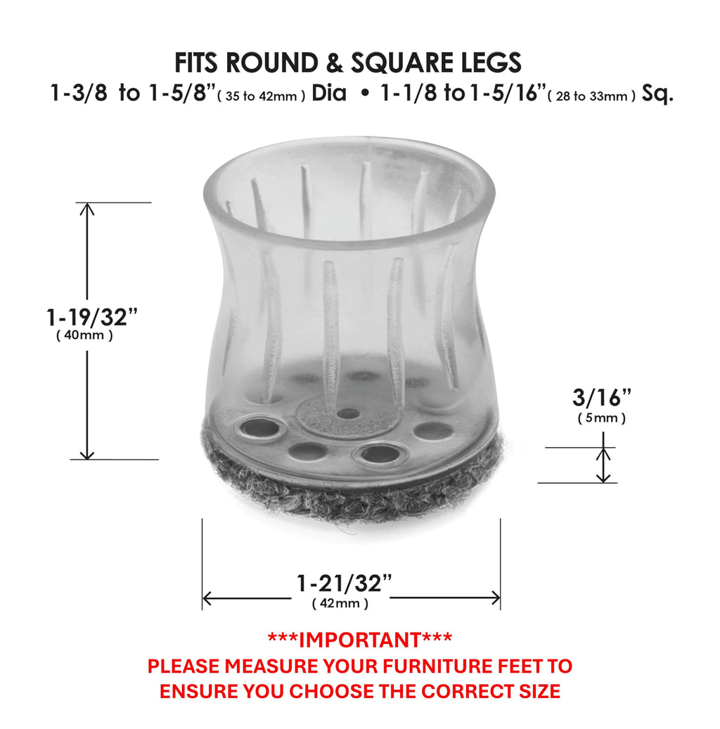 Slipstick GorillaOutdoor Berber Furniture Feet Pads with Clear Sleeve Sock (8 Pack) Outdoor Furniture Sliders for Round & Square Legs, Large